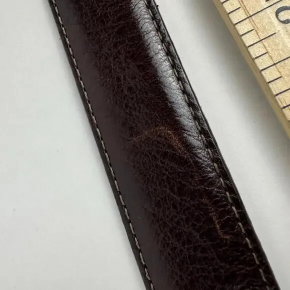 Tony Lama Mens 34" Western Brown Leather Belt Etched Metal Buckle Made in USA - Picture 7 of 8